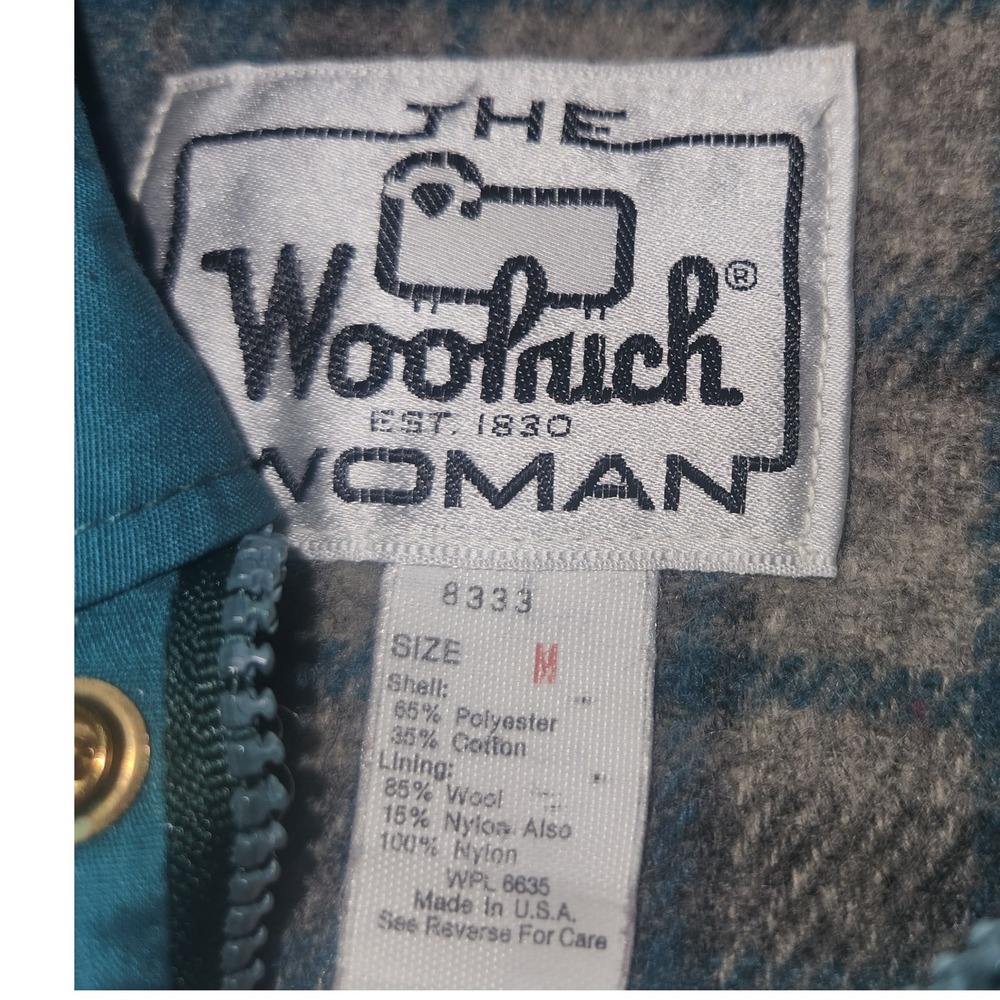 Vintage Woolrich Woman Green Field Jacket Wool Lined Barn Coat Size M - Picture 4 of 13
